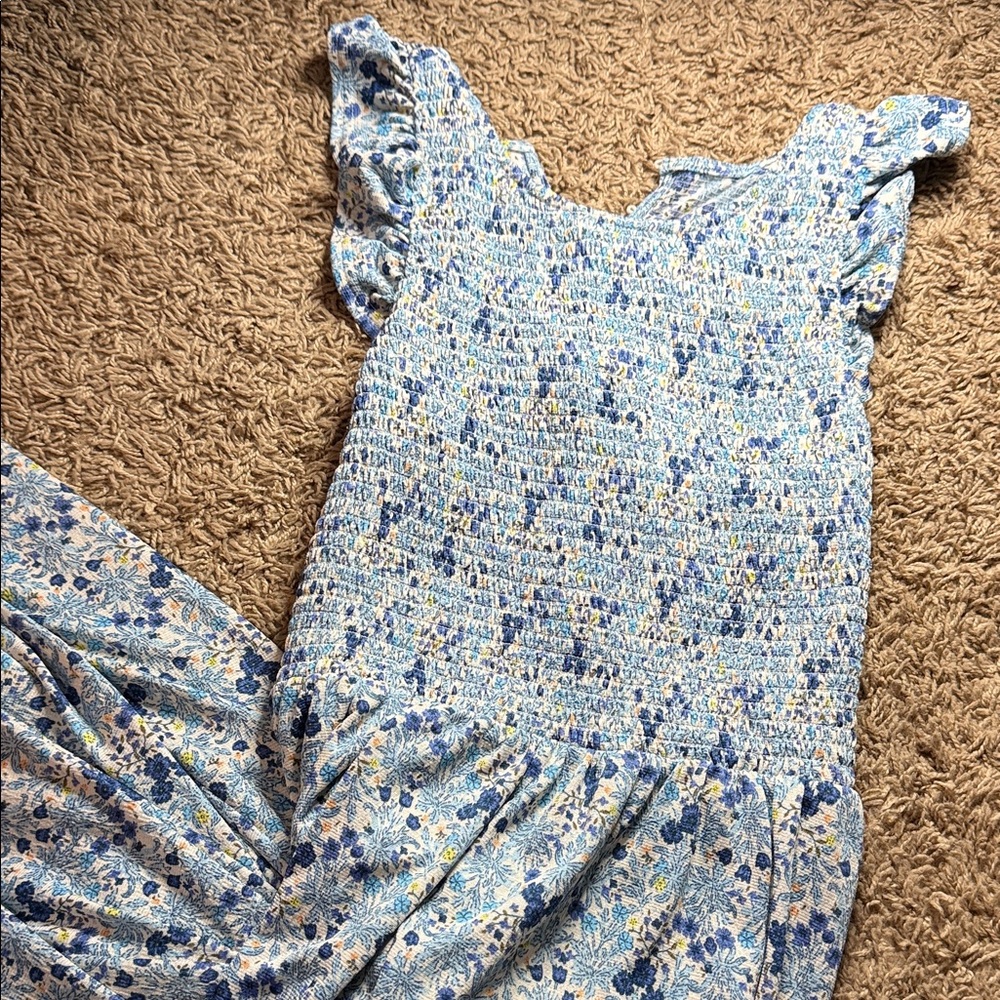 Code X Mode Floral Smocked Maxi Dress with Ruffle Sleeves